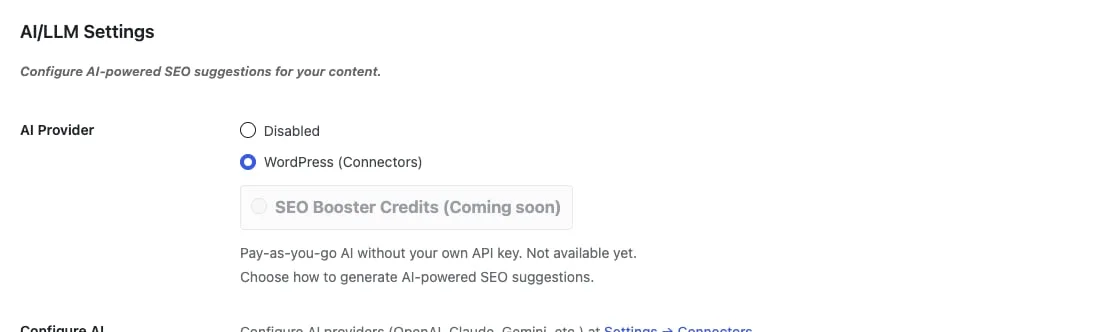 AI suggestions in SEO Booster