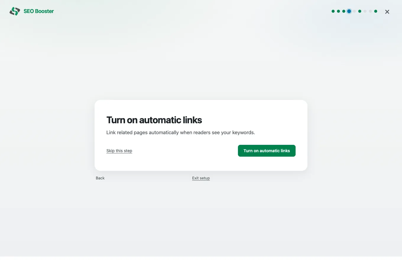 Turn on automatic links step