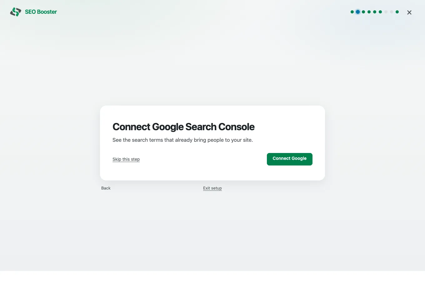 Connect Google Search Console step