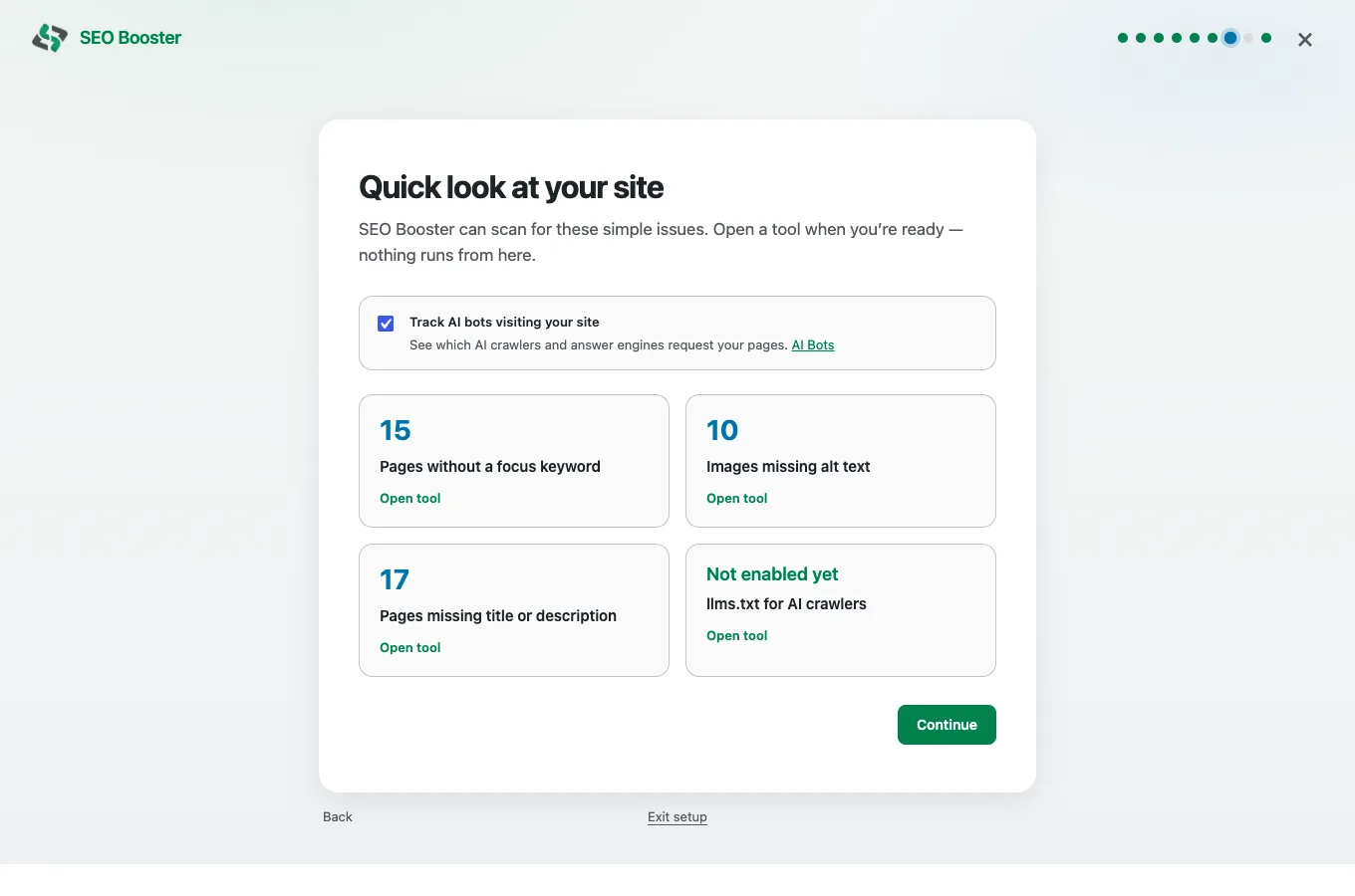 Quick look at your site step