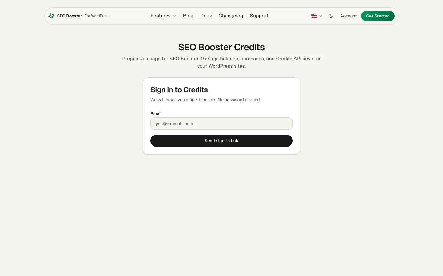 Sign in to the Credits portal with your email