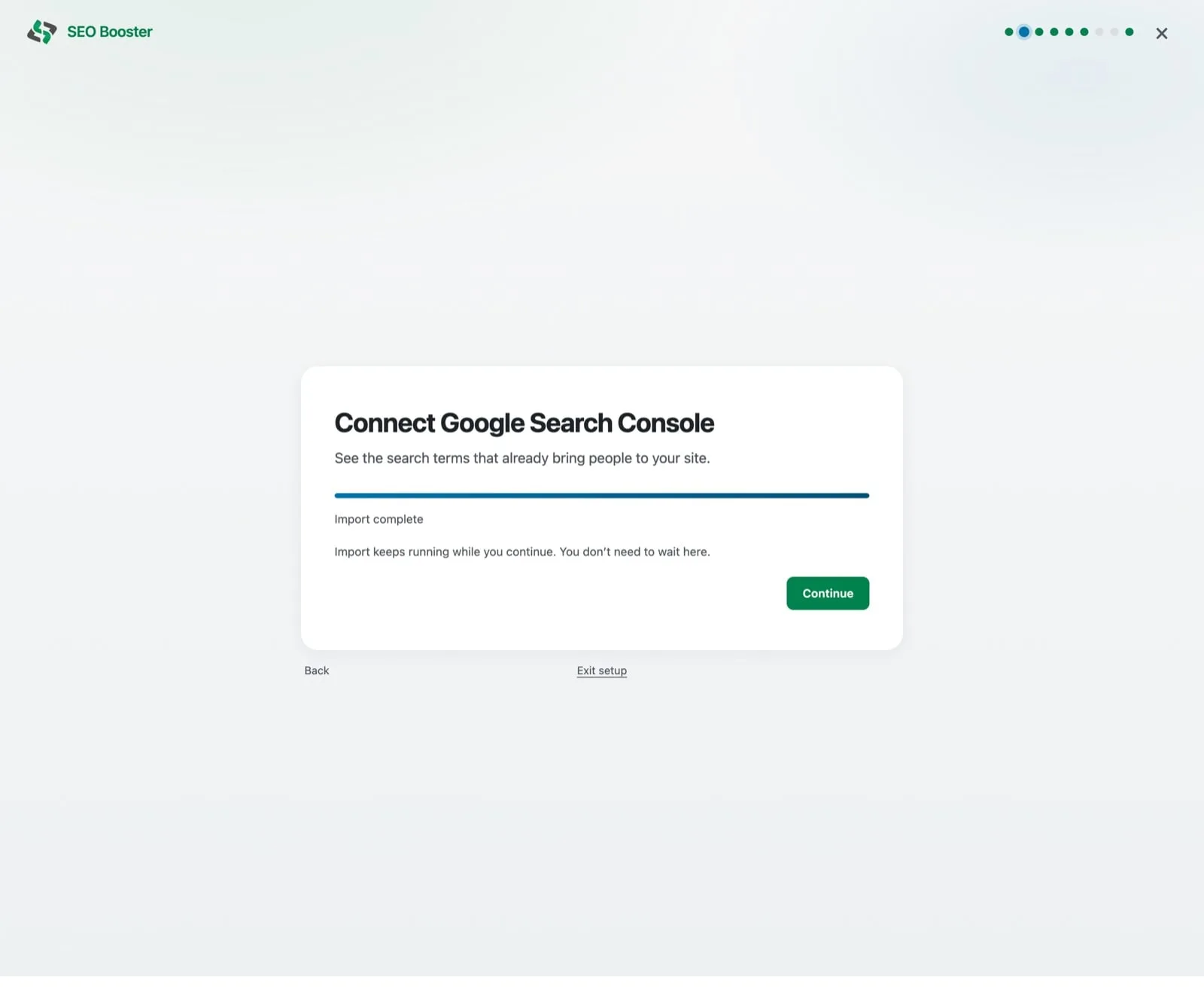 Connect Google Search Console in the Setup Wizard