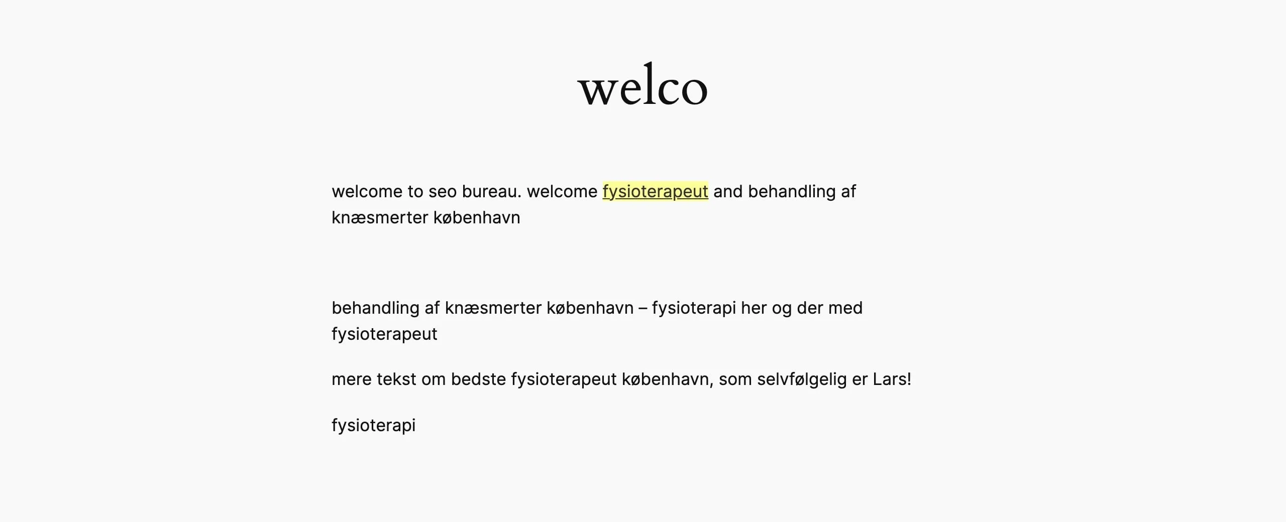 Frontend page with an automatic internal link highlighted in yellow