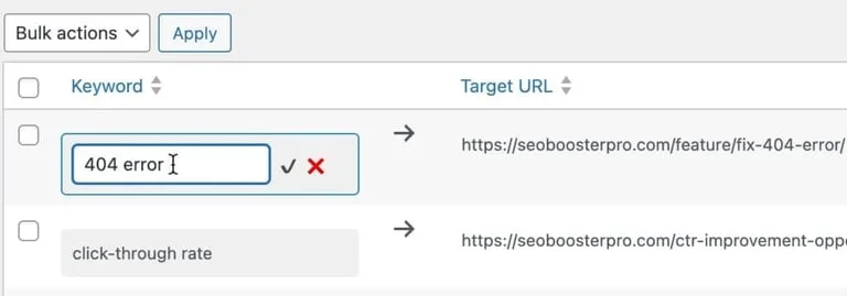 Edit existing keyword phrase