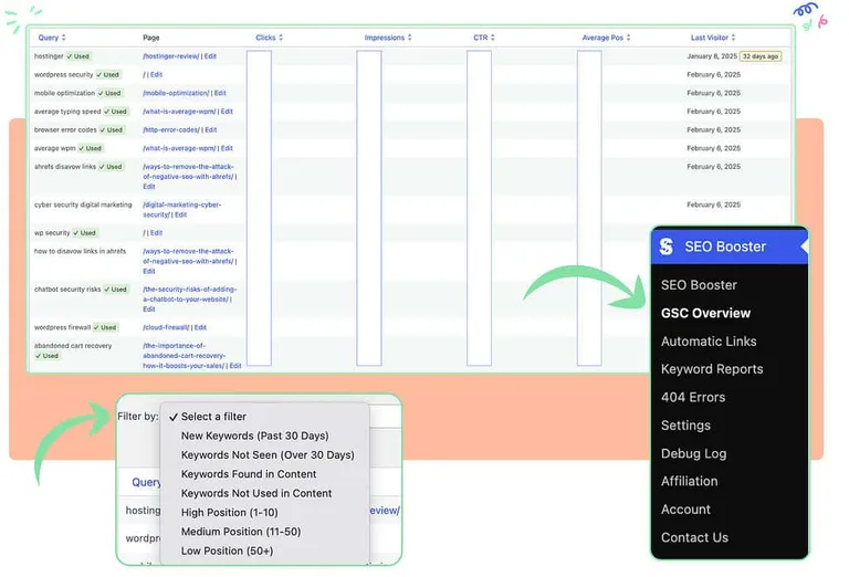 SEO Booster dashboard