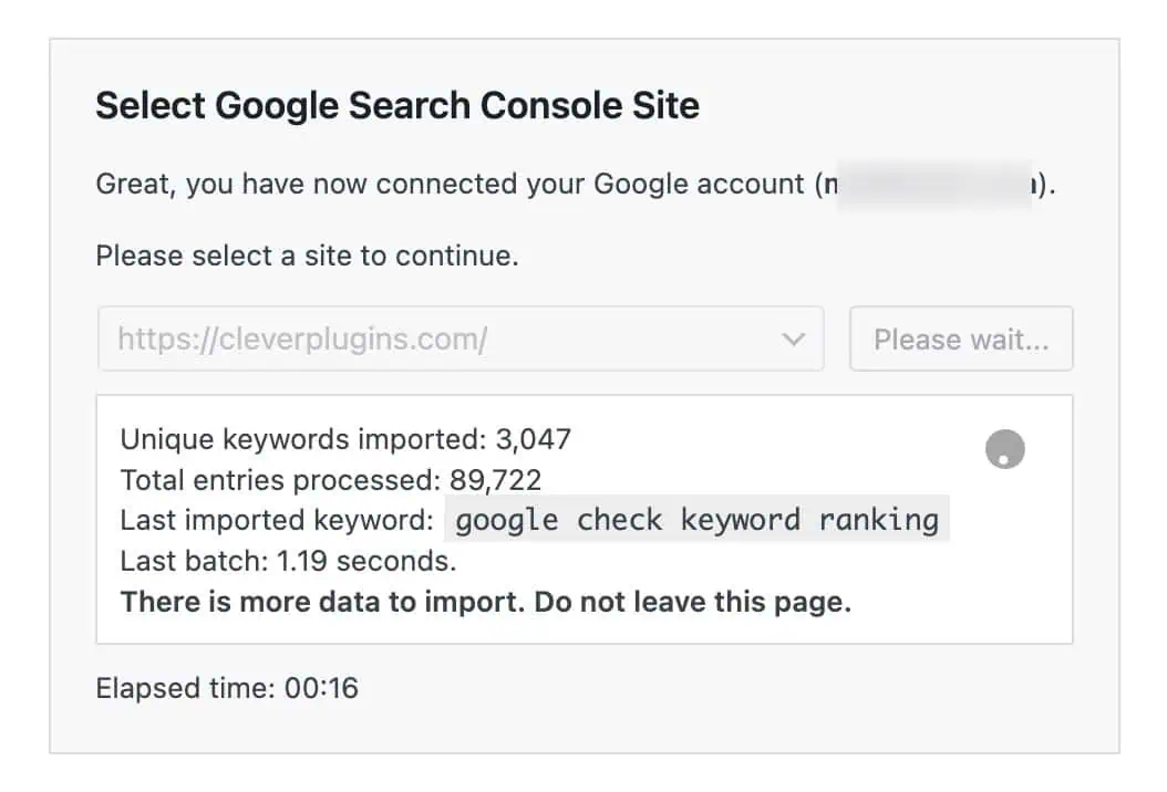 Get SEO details from Google Search Console - Import keyword data