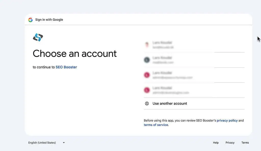 Choose an account with Google