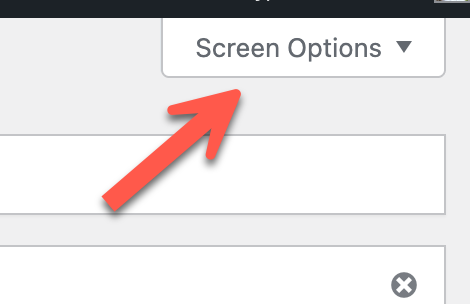 Arrow pointing to Screen Options in WordPress